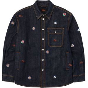 Evisu, Heren, Overhemden, Blauw, Maat: L Denim,