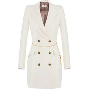 Elisabetta Franchi, Dames, Jurken, Beige, Maat: XS Leer,