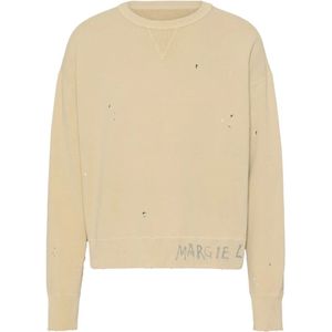 Maison Margiela, Heren, Sweatshirts & Hoodies, Beige, Maat: M Katoen,