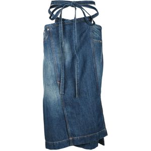 Sportmax, Dames, Rokken, Blauw, Maat: S Denim,