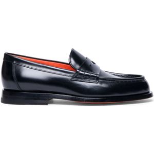 Santoni - Slip-On Loafers - Zwart - Kalfsleer