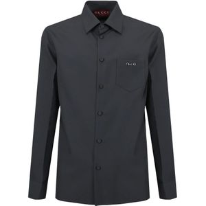 Gucci, Heren, Overhemden, Grijs, Maat: XL Leer,