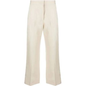 Msgm, Dames, Broeken, Beige, Maat: L Linnen,