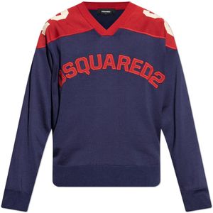 Dsquared2, Heren, Sweatshirts & Hoodies, Blauw, Maat: M Katoen,
