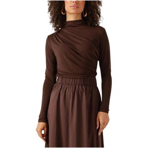 Notre-v, Dames, Blouses & Shirts, Bruin, Maat: S Leer,