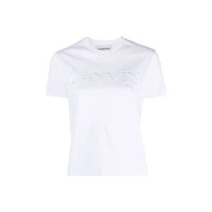 Lanvin Logo Lettering Katoenen T-Shirt , White , Dames , Maat: XS