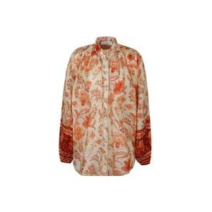 Zimmermann Crème en Oranje Junie Billow Blouse , Multicolor , Dames , Maat: XS