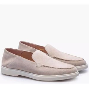 Santoni Beige leren mocassins met gestikte plateau , Beige , Dames , Maat: 36 1/2 EU