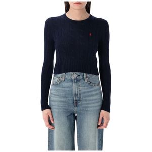 Cropped Cable Knit Sweater - Blauw - Sweater