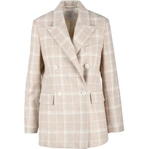 Eleventy, Dames, Jassen, Beige, Maat: L Leer,