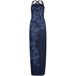 Versace Jeans Couture, Dames, Jurken, Blauw, Maat: 3XS Denim,