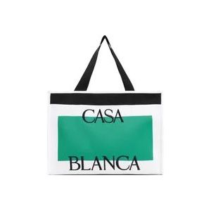 Casablanca Witte Groene Shopper Tas , Multicolor , Heren , Maat: ONE Size