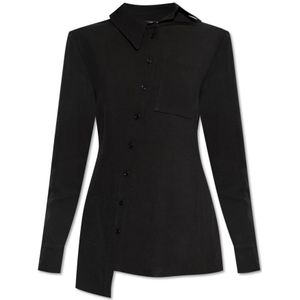 Jacquemus, Dames, Blouses & Shirts, Zwart, Maat: 2XS Viscose,