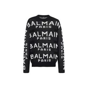 Balmain Gebreide logo trui , Black , Heren , Maat: L