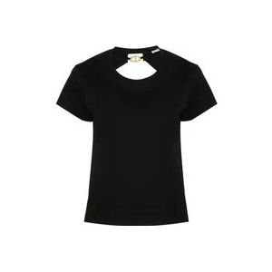 Twinset T-shirt met Logo en Cut-Out , Black , Dames , Maat: L