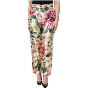 Dolce & Gabbana, Dames, Broeken, Veelkleurig, Maat: 3XS Zijde,