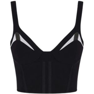 Elisabetta Franchi, Dames, Tops, Zwart, Maat: S Leer,
