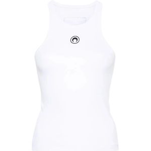 Marine Serre, Dames, Tops, Wit, Maat: L Katoen,