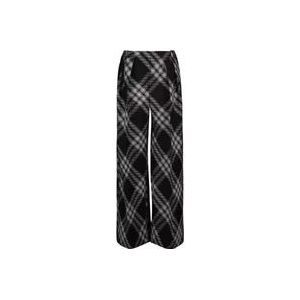 Burberry Vintage Check Wool Straight Leg Pants , Black , Dames , Maat: 2XS