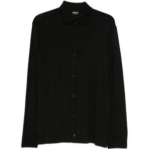 Zegna, Heren, Overhemden, Zwart, Maat: XL Zijde,