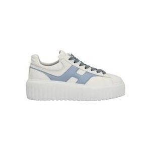 Hogan Witte en blauwe leren sneakers , White , Dames , Maat: 36 1/2 EU