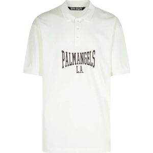Palm Angels, Heren, Tops, Wit, Maat: M Katoen,