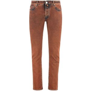 Moorer, Heren, Jeans, Oranje, Maat: W32 Katoen,