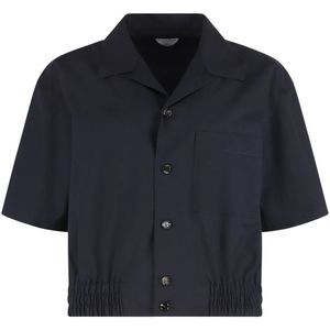 Bottega Veneta, Dames, Blouses & Shirts, Blauw, Maat: 3XS Wol,
