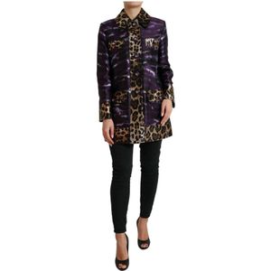 Dolce & Gabbana - Jacquard Trenchcoat - Tijgerprint - Paars en Bruin