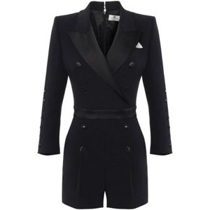 Elisabetta Franchi, Dames, Jumpsuits & Playsuits, Zwart, Maat: XS Satijn,