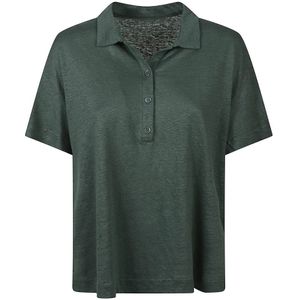 Majestic Filatures, Dames, Tops, Groen, Maat: M Linnen,