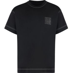 Givenchy - T-shirt - Zwart - Katoen - Ronde Hals - Korte Mouwen - Logo Patch