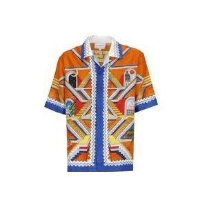 Casablanca Multicolor Zijden Shirt met Escalier Infini Print , Multicolor , Heren , Maat: L