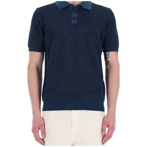 Roberto Collina, Heren, Tops, Blauw, Maat: L Katoen,