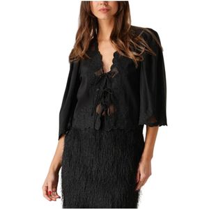 Copenhagen Muse - Madelyn Blouse - Zwart - Polyester - Lange Mouwen