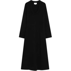 Loulou Studio, Dames, Jurken, Zwart, Maat: S Wol,