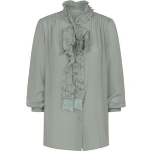 Valentino - Gerimpelde Zijden Blouse met Strik - Groen