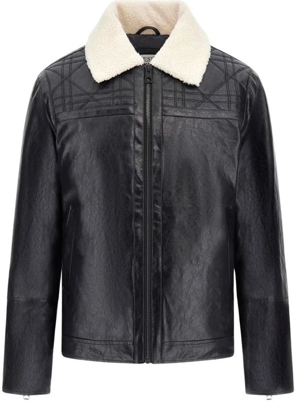 GUESS - Tussenjas - Zwart - Imitatieleder - Normale Pasvorm