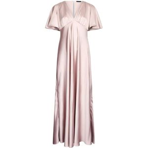 Liu Jo - Lange Satijnen Jurk - Roze - V-hals