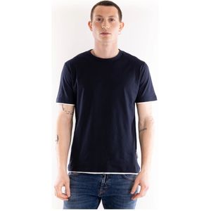 Paolo Pecora, Heren, Tops, Blauw, Maat: M Katoen,