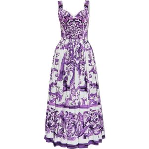 Dolce & Gabbana, Dames, Jurken, Paars, Maat: XS Katoen,