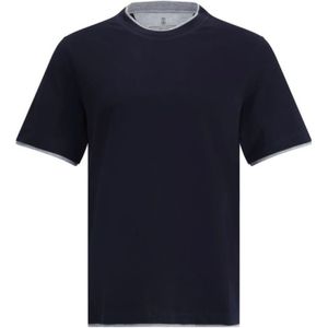 Brunello Cucinelli, Heren, Tops, Blauw, Maat: 3XL Katoen,