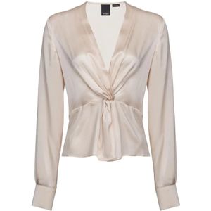 Pinko, Dames, Blouses & Shirts, Beige, Maat: S Zijde,