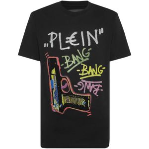 Philipp Plein, Heren, Tops, Zwart, Maat: L Katoen,