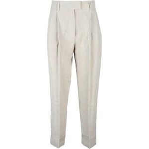 Brunello Cucinelli, Dames, Broeken, Wit, Maat: M Linnen,