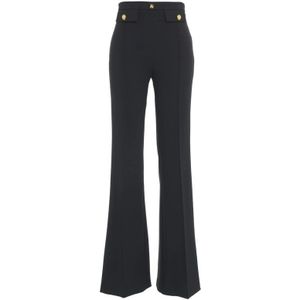 Elisabetta Franchi, Dames, Broeken, Zwart, Maat: M Poliester,