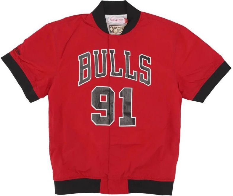 Mitchell & Ness - Chicago Bulls Rodman - Opwarmingsjas - Rood - Heren - Polyester
