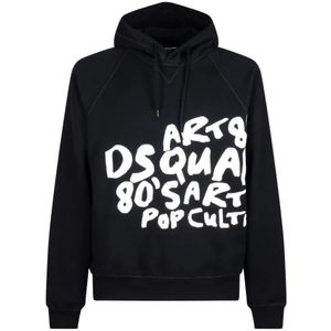 Dsquared2, Heren, Sweatshirts & Hoodies, Zwart, Maat: S Katoen,