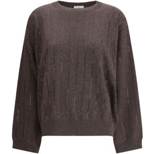Brunello Cucinelli, Dames, Truien, Bruin, Maat: S