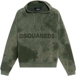 Dsquared2, Heren, Sweatshirts & Hoodies, Grijs, Maat: L Katoen,